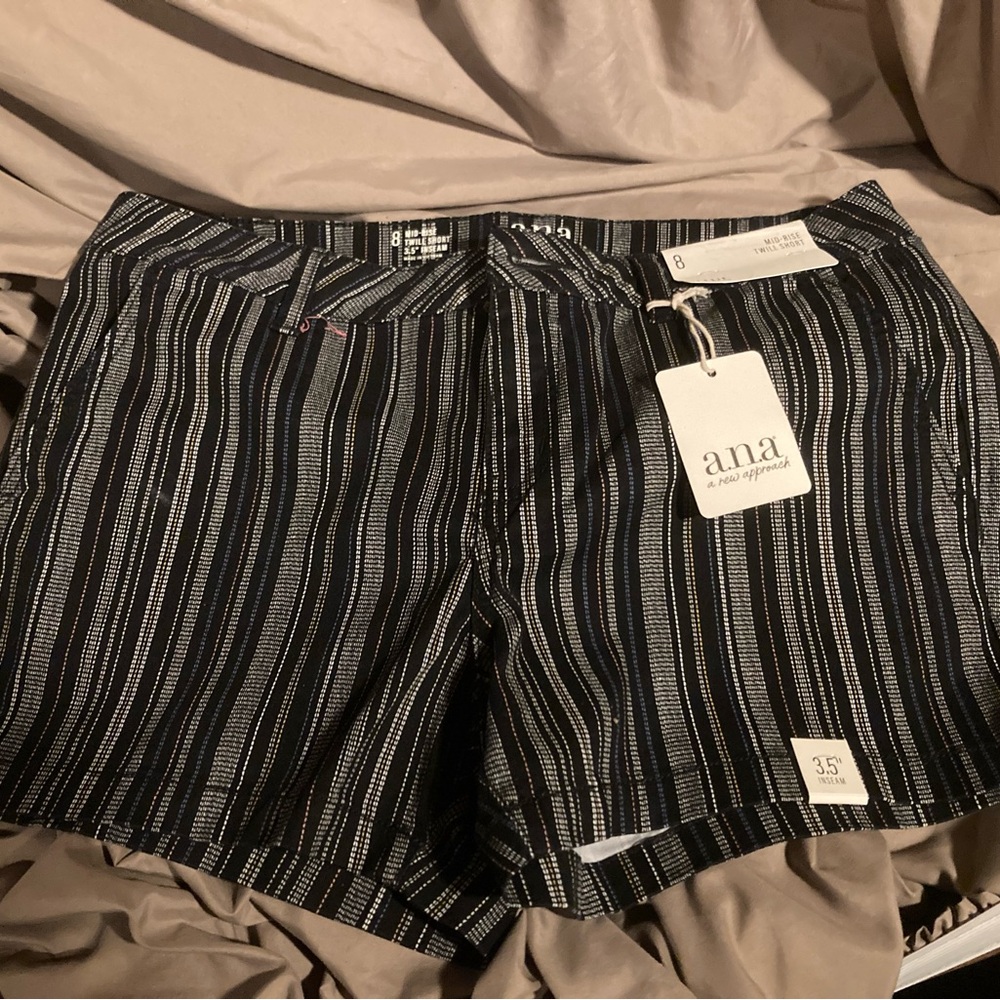 a.n.a High Waist Black and White Striped Shorts